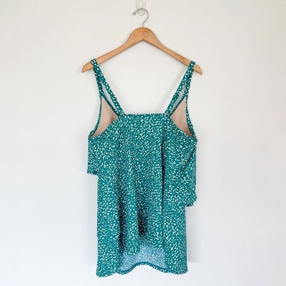 Lane Bryant Cacique Women’s Plus Size Two Piece Tankini Brief Teal with White Do - Picture 3 of 14